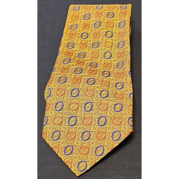 Robert Talbott Studio Men's Silk Tie Yellow Geometric Pattern - Picture 1 of 9